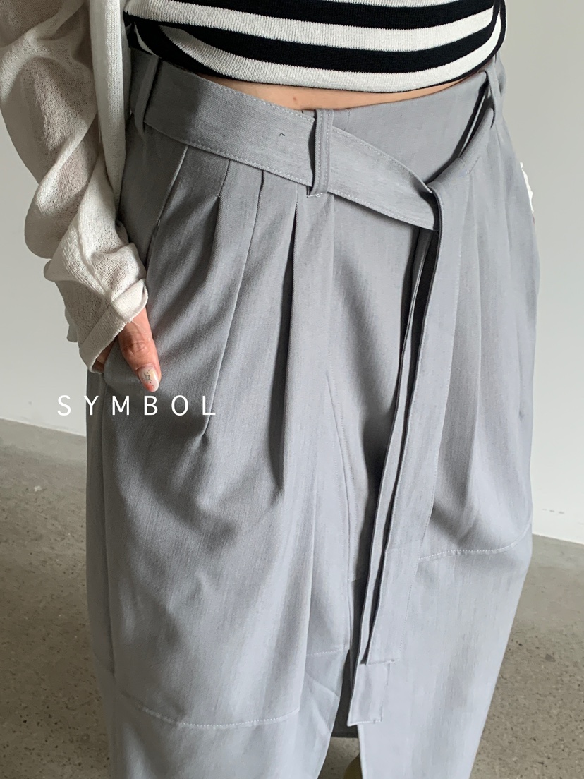 SYMBOL韓國直郵㊣女裝新品真品休閑25秋夏時尚推薦長裙含腰帶SYMBOL長裙