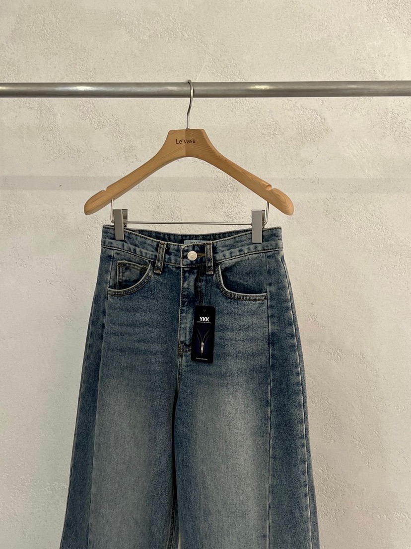 LE VASE韓國代購㊣女士新品真品時尚推薦休閑25秋夏牛仔褲LE VASE牛仔褲