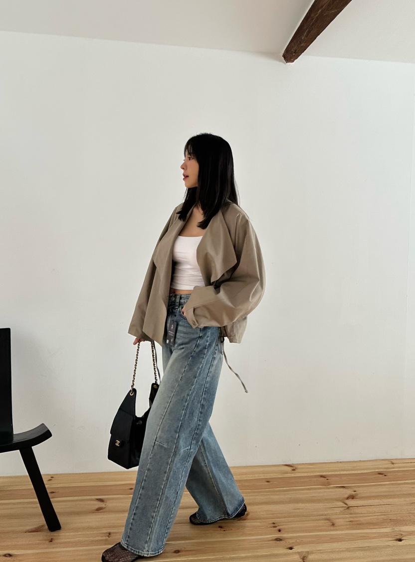 LE VASE韓國代購㊣女士新品真品時尚推薦休閑25秋夏牛仔褲LE VASE牛仔褲