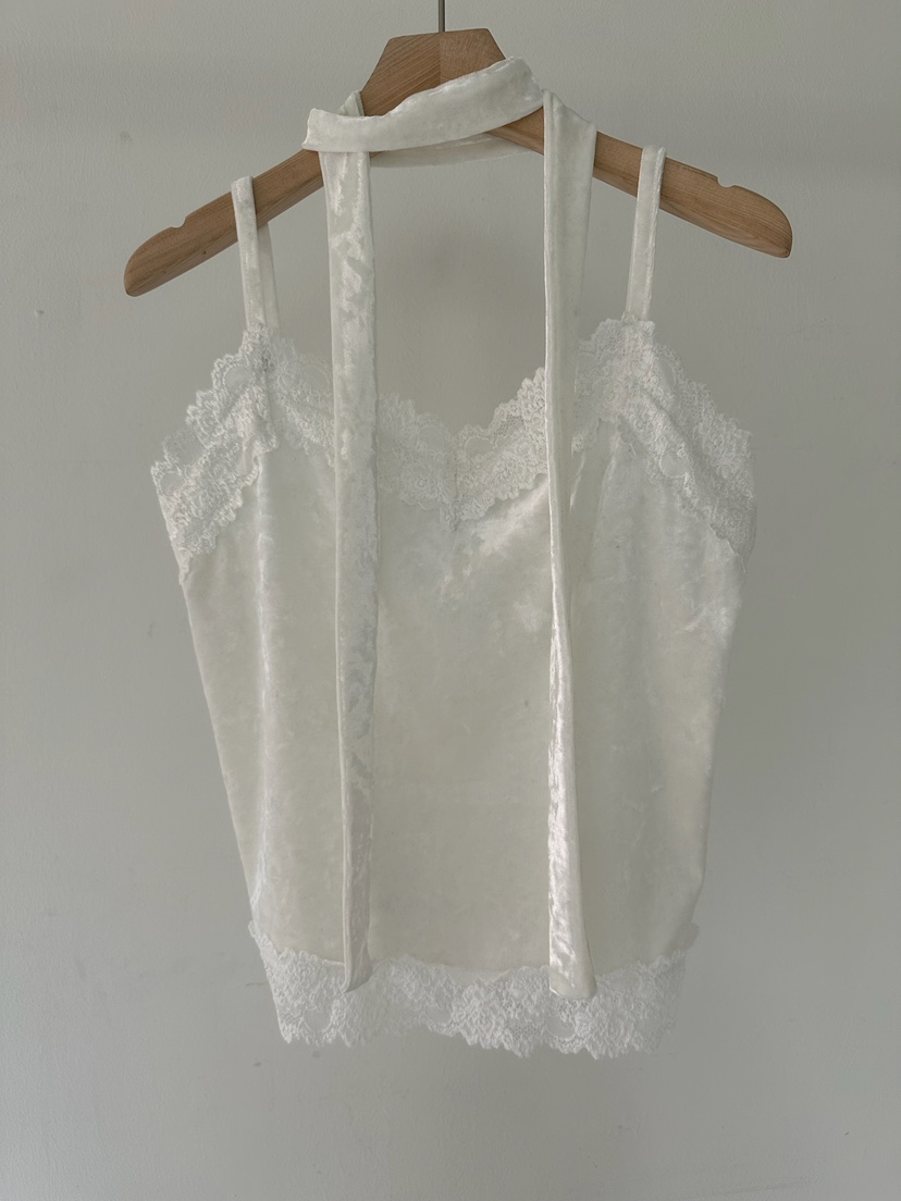 AWESOMESAUCE東大門㊣直郵女士新品25秋夏吊帶背心天鵝絨含脖帶AWESOME SAUCE吊帶/背心圖色4