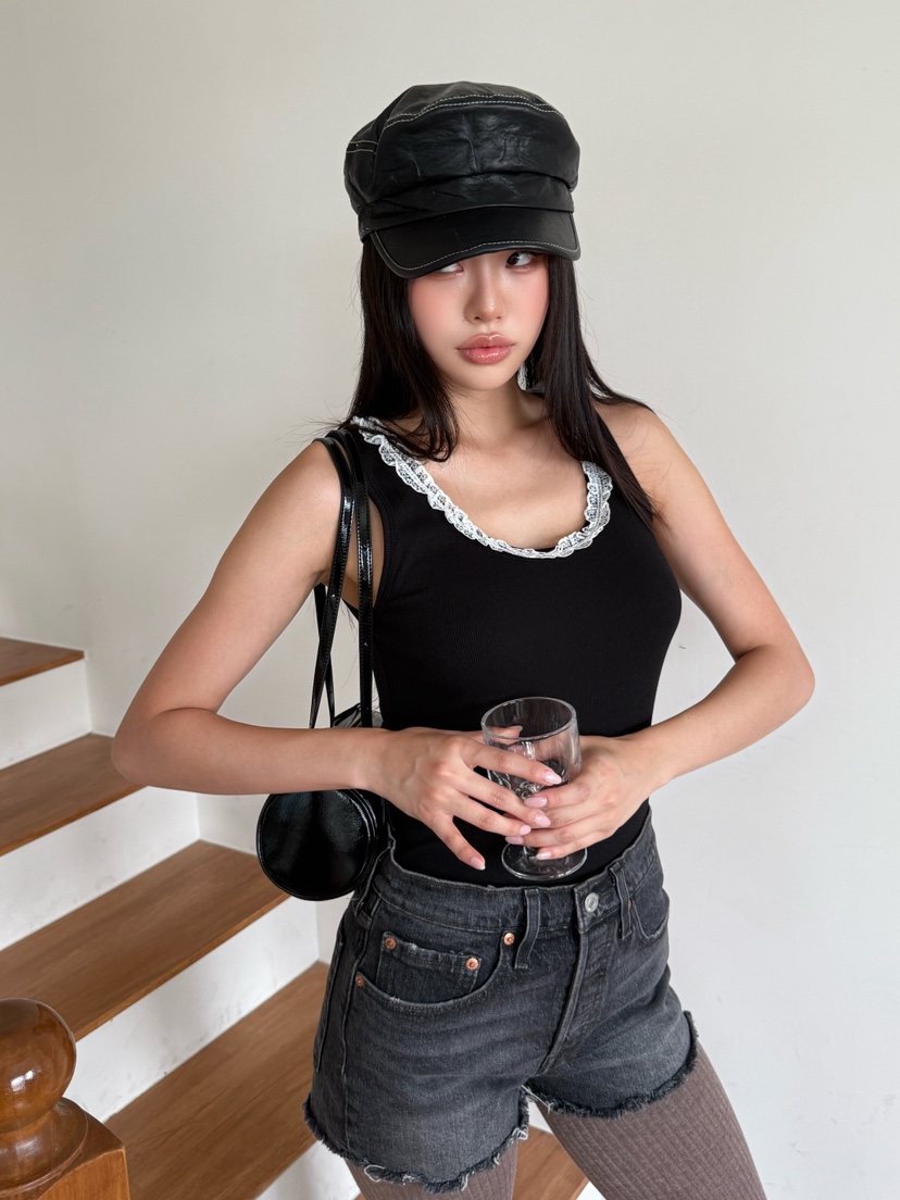 BLACK RIBBON-A東大門㊣代購女裝新品熱賣25秋夏吊帶背心BLACK RIBBON-A吊帶/背心