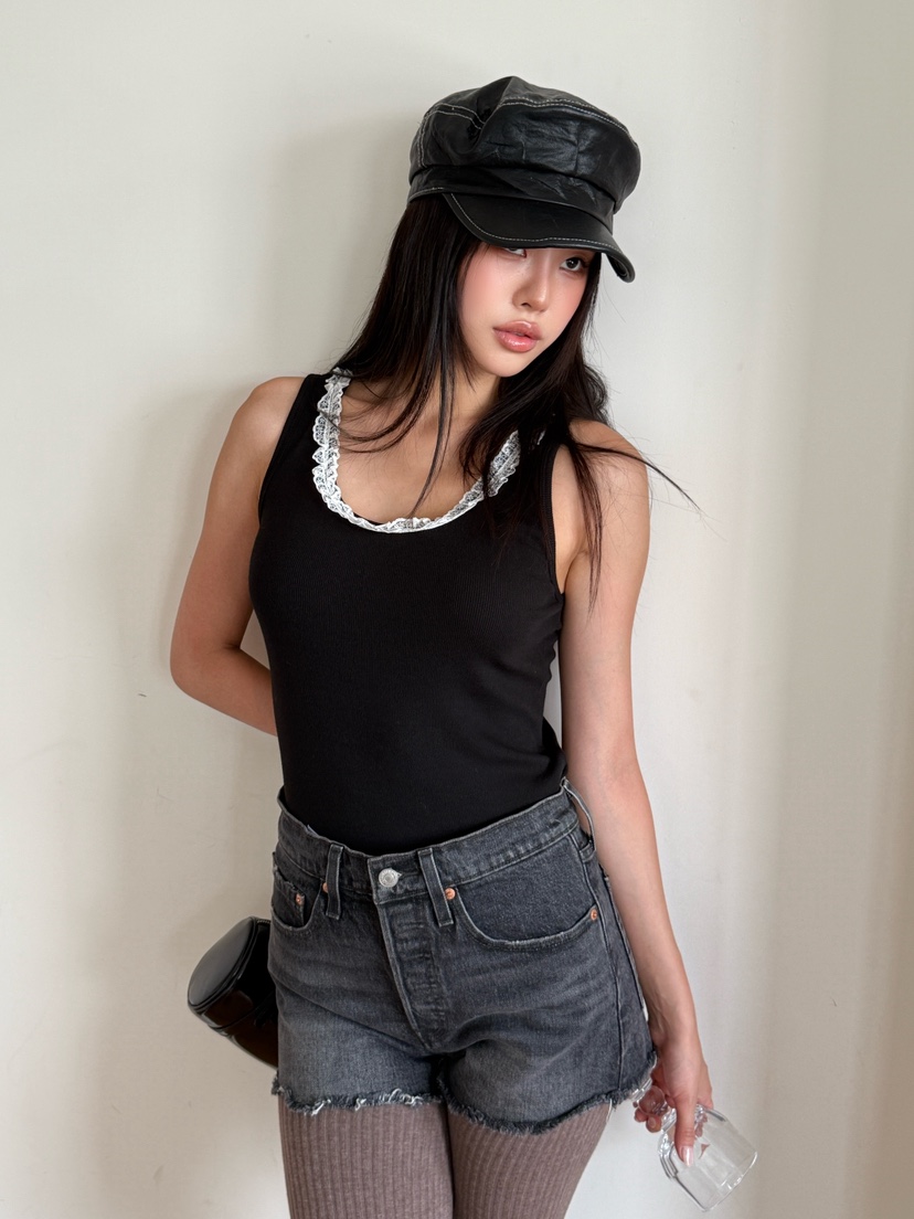 BLACK RIBBON-A東大門㊣代購女裝新品熱賣25秋夏吊帶背心BLACK RIBBON-A吊帶/背心