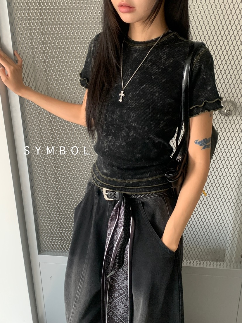 SYMBOL東大門㊣實拍女士新款休閑時尚職業熱賣25秋夏T恤水洗SYMBOLT恤