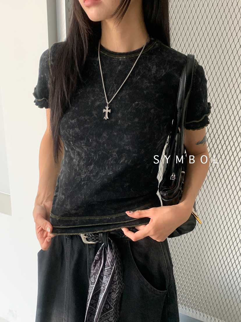 SYMBOL東大門㊣實拍女士新款休閑時尚職業熱賣25秋夏T恤水洗SYMBOLT恤