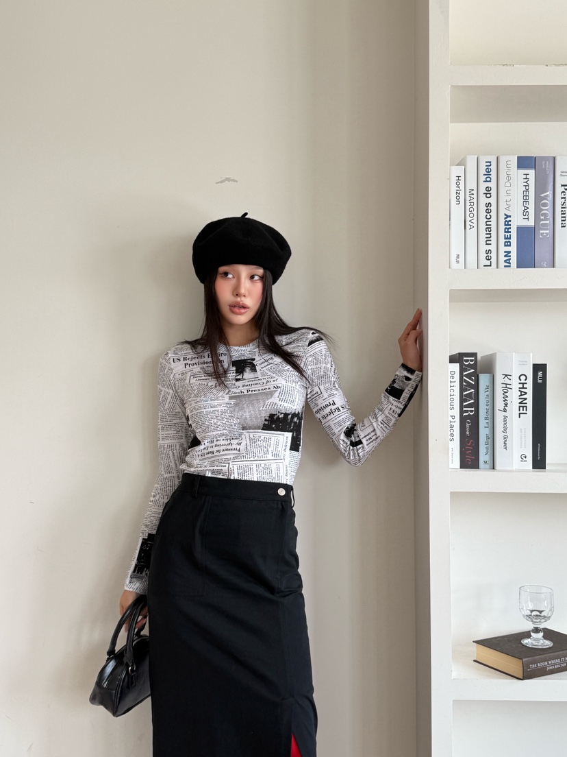 BLACK RIBBON-A東大門㊣代購女士新款推薦熱賣時尚長袖T恤BLACK RIBBON-A長袖T恤