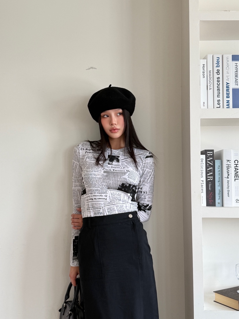 BLACK RIBBON-A東大門㊣代購女士新款推薦熱賣時尚長袖T恤BLACK RIBBON-A長袖T恤