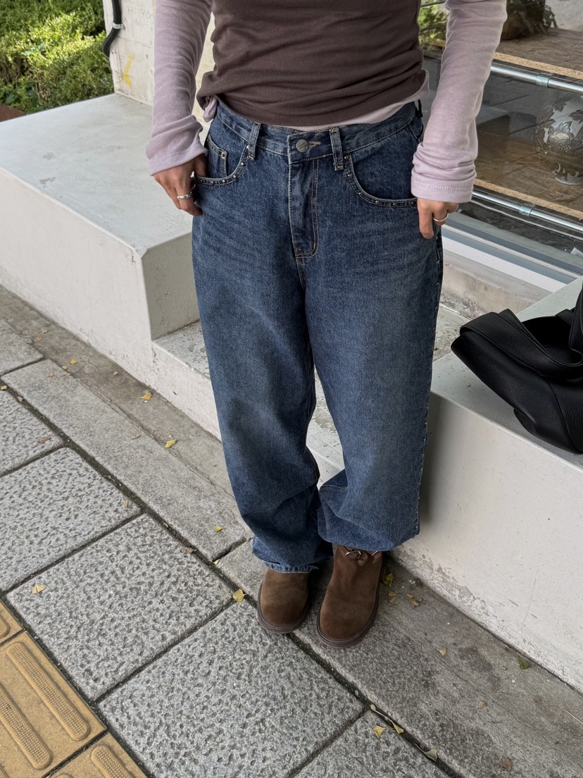SUNDER MARKET韓國代購㊣女裝新品推薦25秋夏人氣熱賣牛仔褲SUNDER MARKET牛仔褲圖色1