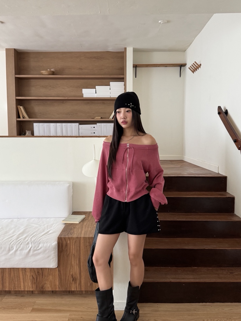 SUNDER MARKET東大門㊣直郵女士新品熱賣25秋夏職業衛衣拉鏈SUNDER MARKET衛衣