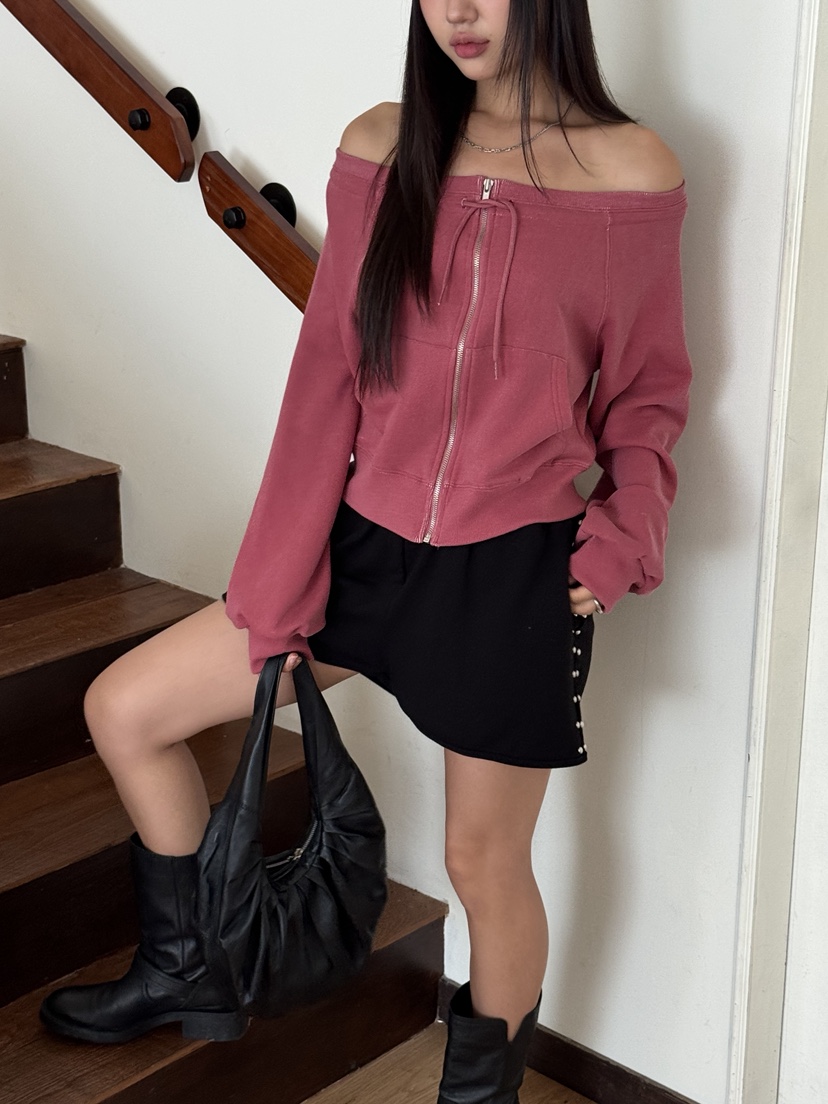 SUNDER MARKET東大門㊣直郵女士新品熱賣25秋夏職業衛衣拉鏈SUNDER MARKET衛衣