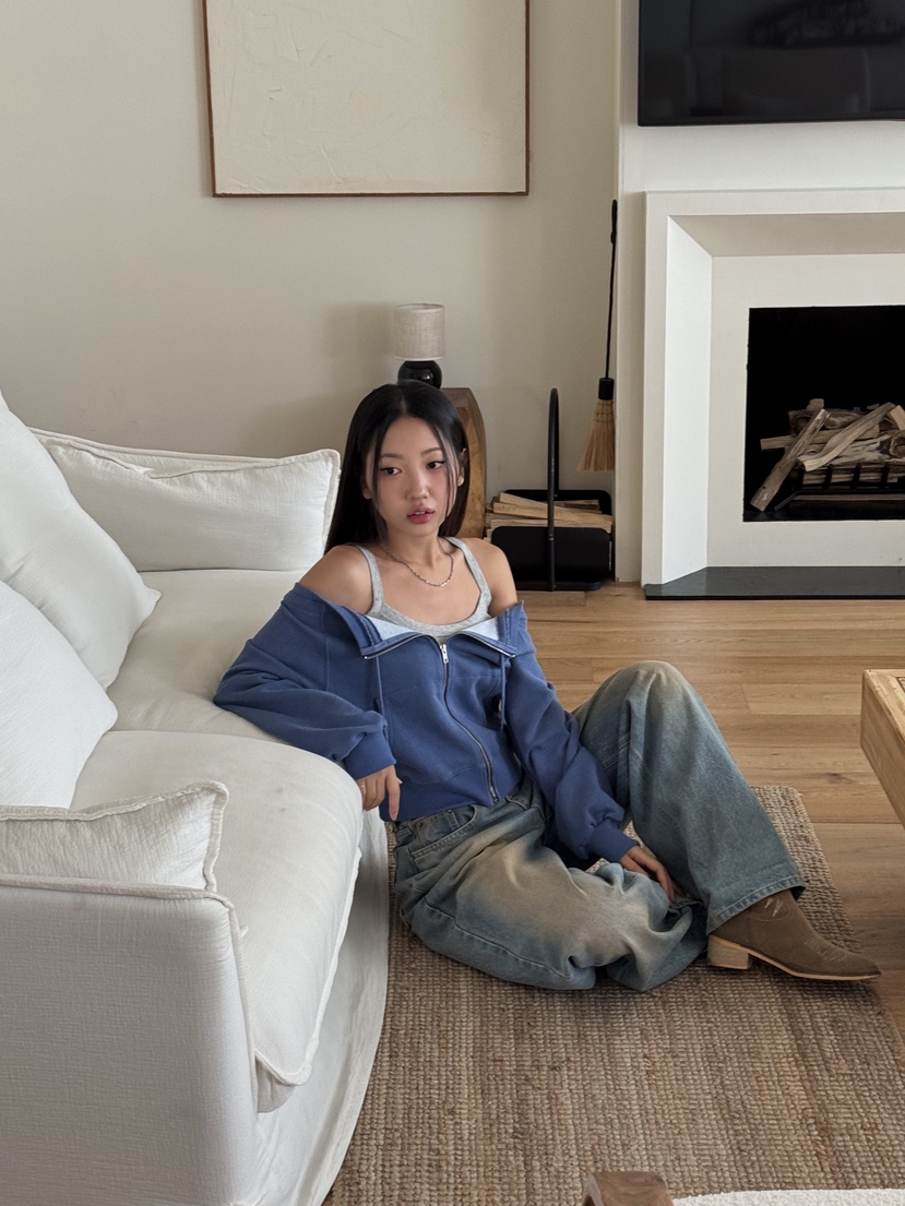 SUNDER MARKET東大門㊣直郵女士新品熱賣25秋夏職業衛衣拉鏈SUNDER MARKET衛衣