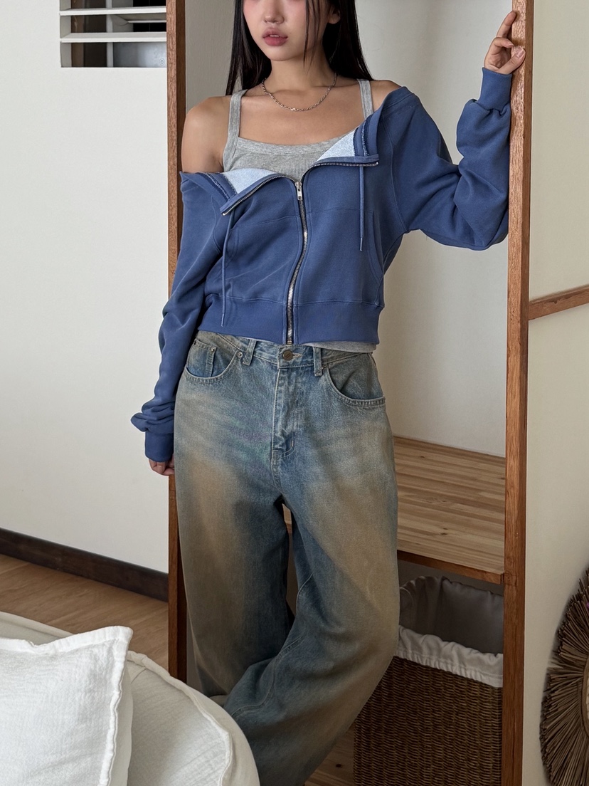 SUNDER MARKET東大門㊣直郵女士新品熱賣25秋夏職業衛衣拉鏈SUNDER MARKET衛衣圖色2