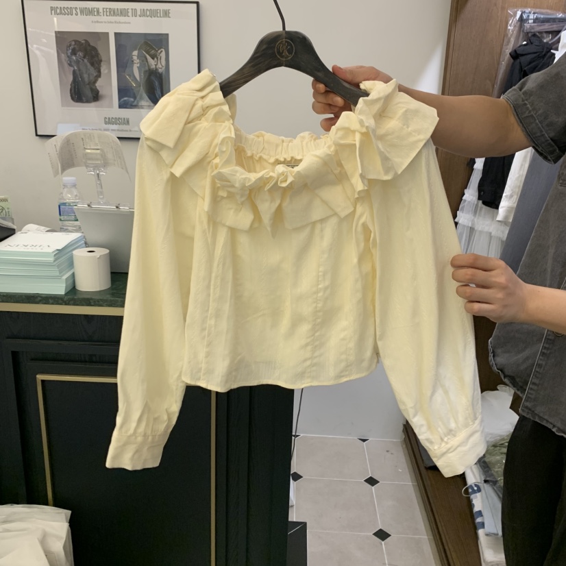 VIRKIN東大門㊣直郵女裝新款推薦真品25秋夏襯衫蕾絲衫刺繡VIRKIN襯衫/蕾絲衫圖色2
