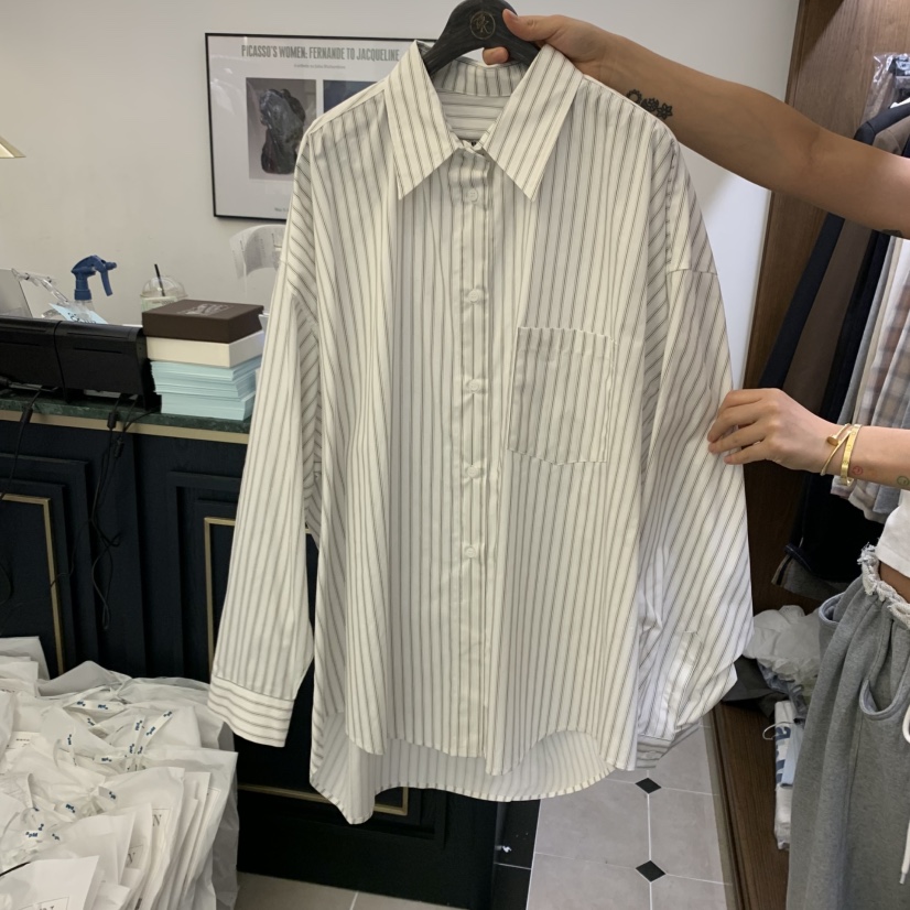 VIRKIN韓國代購㊣女士新款真品時尚休閑職業25秋夏襯衫蕾絲衫VIRKIN襯衫/蕾絲衫
