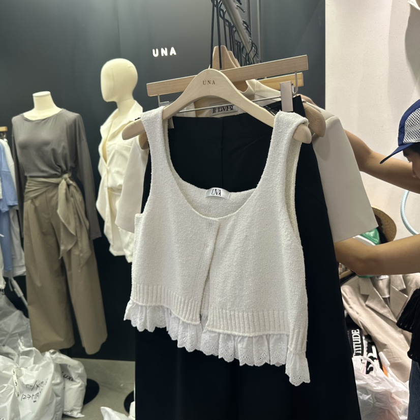 UNA/THE MAY韓國直郵㊣女裝新款時尚職業休閑吊帶背心可愛的THEMAY/UNA吊帶/背心圖色1