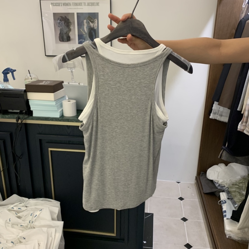 VIRKIN東大門㊣直郵女士新款時尚真品推薦人氣吊帶背心假兩件VIRKIN吊帶/背心