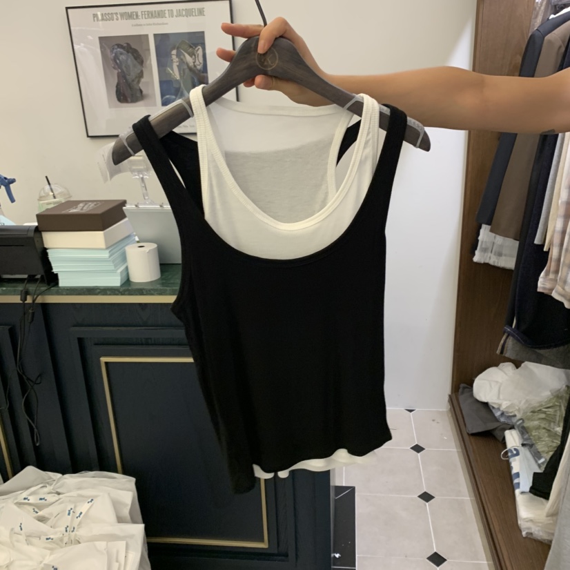 VIRKIN東大門㊣直郵女士新款時尚真品推薦人氣吊帶背心假兩件VIRKIN吊帶/背心圖色3