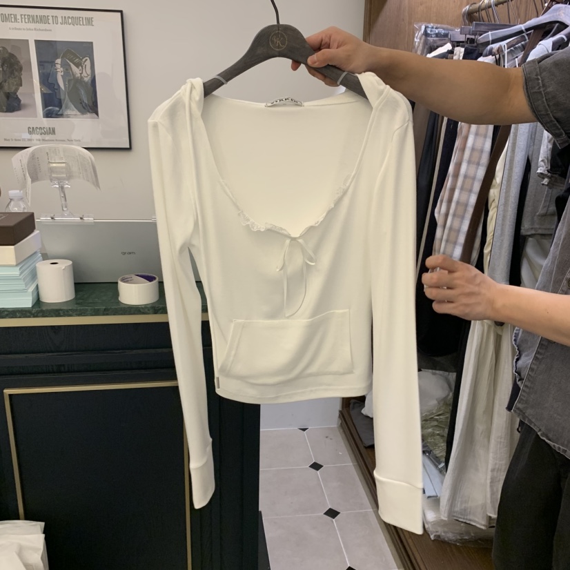 VIRKIN東大門㊣代購女士新品25秋夏真品推薦時尚長袖T恤連帽VIRKIN長袖T恤