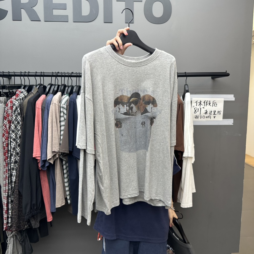 CREDITO韓國代購㊣女士新款推薦休閑人氣時尚職業25秋夏長袖T恤But ton/BOUTIQUE SEOUL長袖T恤圖色2