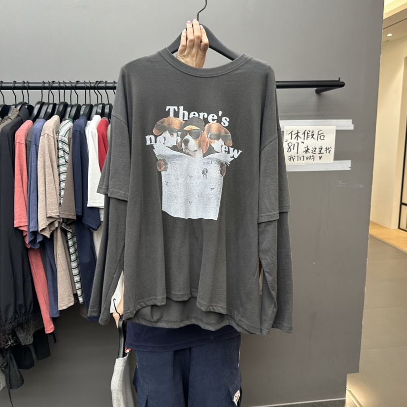 CREDITO韓國代購㊣女士新款推薦休閑人氣時尚職業25秋夏長袖T恤But ton/BOUTIQUE SEOUL長袖T恤圖色3