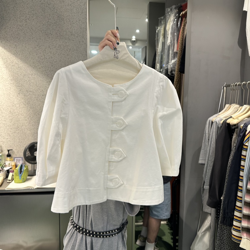AMOEBA韓國直郵㊣女士新品時尚真品休閑熱賣25秋夏襯衫蕾絲衫AMOEBA襯衫/蕾絲衫