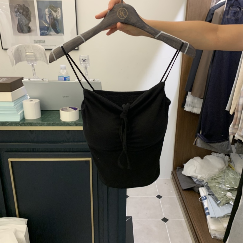 VIRKIN韓國代購㊣女裝新款推薦人氣職業真品25秋夏吊帶背心褶皺VIRKIN吊帶/背心圖色3