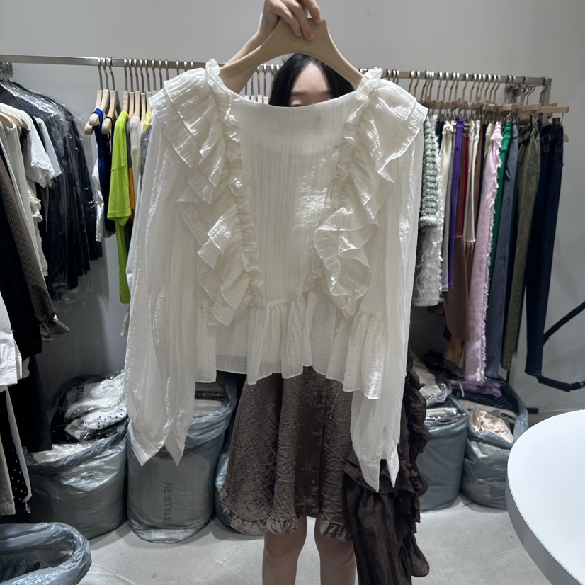 RE STYLE-Q東大門㊣代購女裝新品休閑推薦真品襯衫蕾絲衫RE STYLE襯衫/蕾絲衫