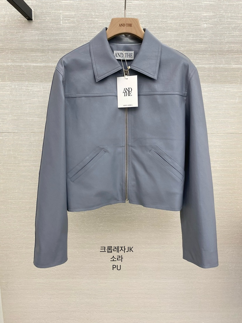 AND THE東大門㊣代購女士新品25秋夏人氣休閑熱賣夾克皮革AND THE夾克圖色2