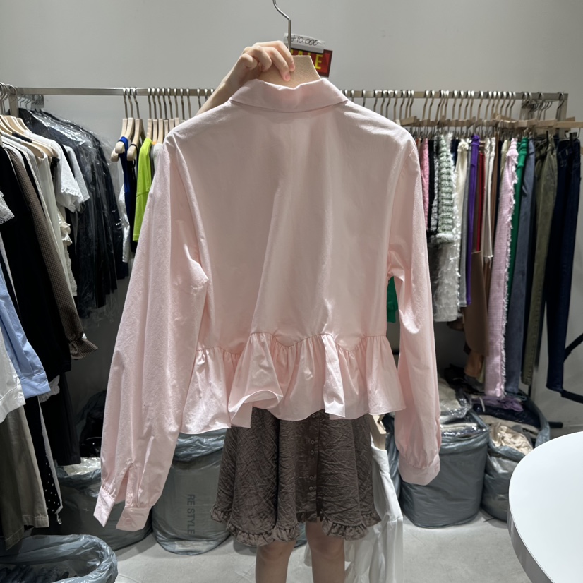 RE STYLE-Q韓國代購㊣女裝新品休閑25秋夏職業襯衫蕾絲衫RE STYLE襯衫/蕾絲衫