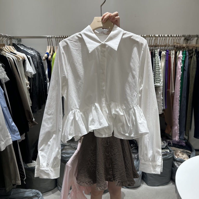 RE STYLE-Q韓國代購㊣女裝新品休閑25秋夏職業襯衫蕾絲衫RE STYLE襯衫/蕾絲衫圖色2
