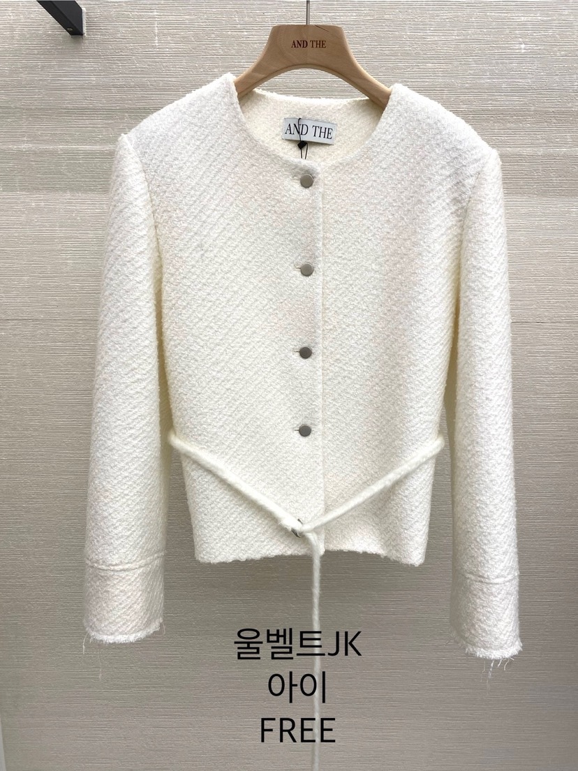 AND THE韓國代購㊣女裝新品25秋夏職業人氣夾克含腰帶羊毛AND THE夾克圖色1