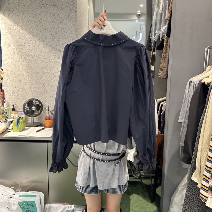 AMOEBA東大門㊣代購女士新款職業時尚人氣推薦休閑襯衫蕾絲衫AMOEBA襯衫/蕾絲衫