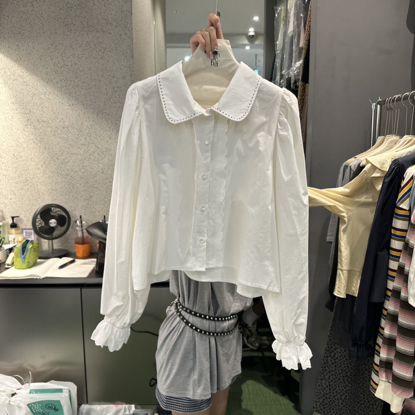 AMOEBA東大門㊣代購女士新款職業時尚人氣推薦休閑襯衫蕾絲衫AMOEBA襯衫/蕾絲衫