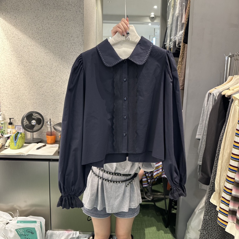 AMOEBA東大門㊣代購女士新款職業時尚人氣推薦休閑襯衫蕾絲衫AMOEBA襯衫/蕾絲衫圖色2