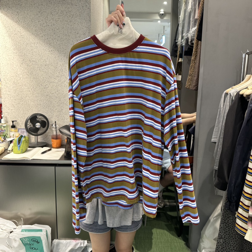 AMOEBA韓國代購㊣女裝新款時尚職業人氣推薦熱賣休閑長袖T恤AMOEBA長袖T恤圖色2