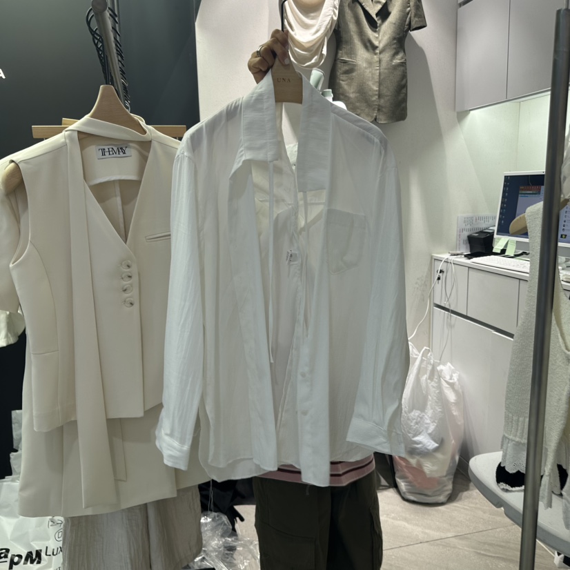 UNA/THE MAY韓國代購㊣女裝新款25秋夏休閑人氣襯衫蕾絲衫THEMAY/UNA襯衫/蕾絲衫圖色3