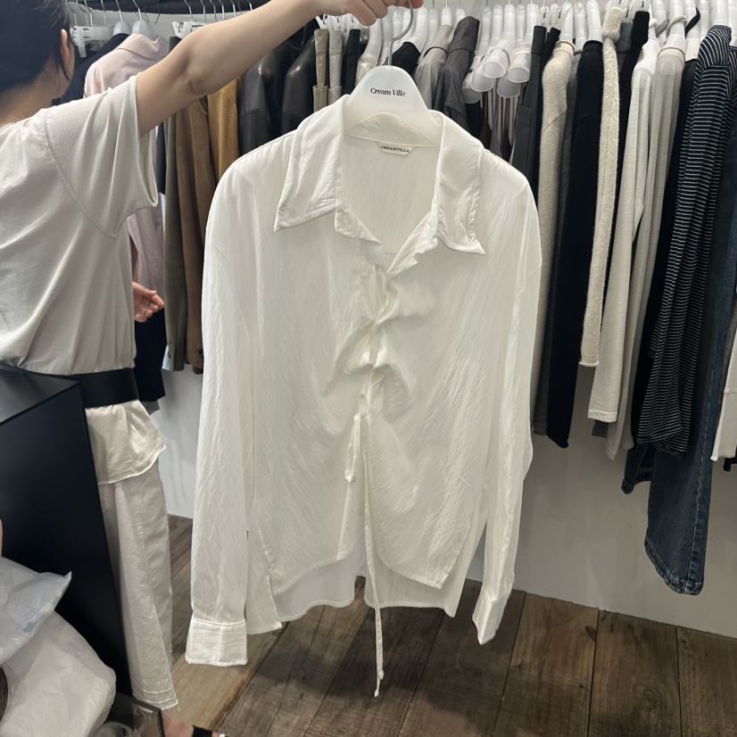 CREAM VILLA韓國代購㊣女士新品25秋夏襯衫蕾絲衫CREAMVILLA襯衫/蕾絲衫