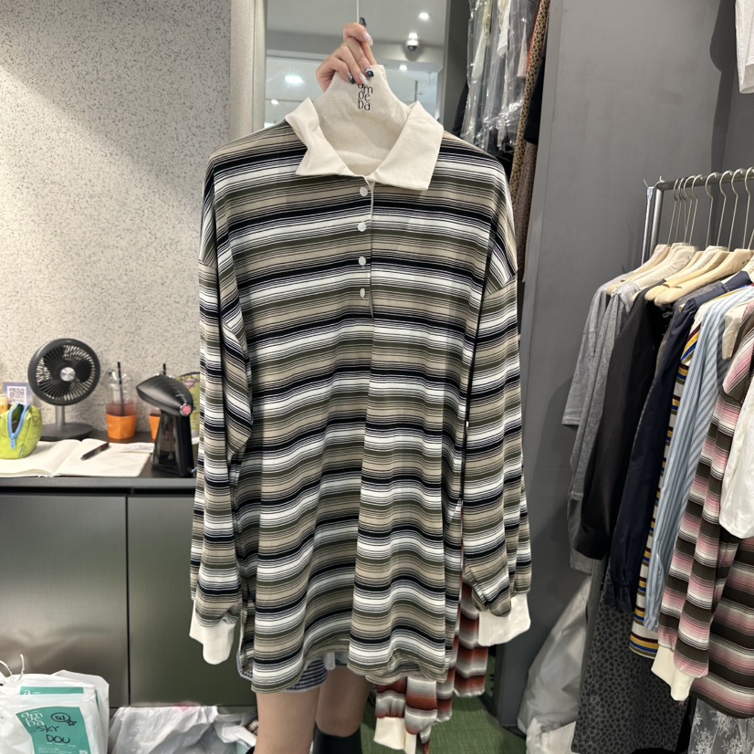 AMOEBA韓國代購㊣女裝新品職業時尚人氣熱賣25秋夏休閑長袖T恤AMOEBA長袖T恤圖色2
