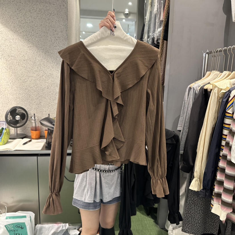 AMOEBA東大門㊣直郵女裝新款人氣熱賣職業推薦時尚襯衫蕾絲衫AMOEBA襯衫/蕾絲衫圖色2