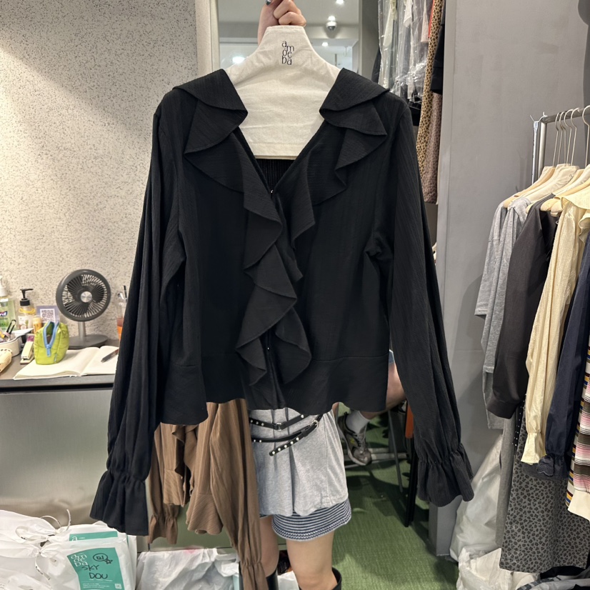 AMOEBA東大門㊣直郵女裝新款人氣熱賣職業推薦時尚襯衫蕾絲衫AMOEBA襯衫/蕾絲衫圖色3