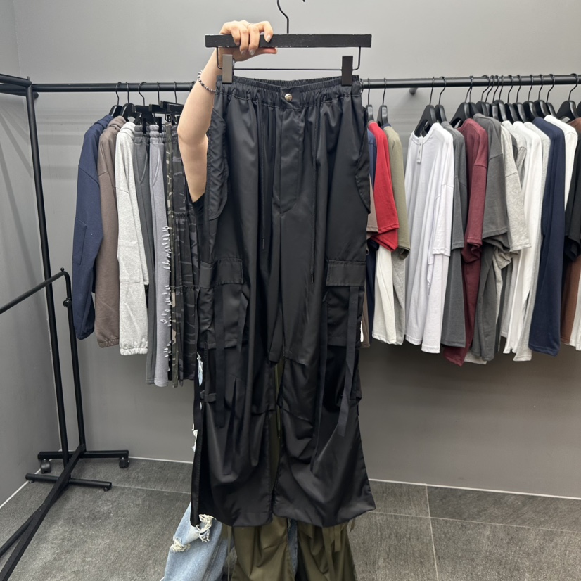 CREDITO東大門㊣代購女裝新品推薦25秋夏休閑熱賣休閑褲尼龍But ton/BOUTIQUE SEOUL休閑褲圖色2
