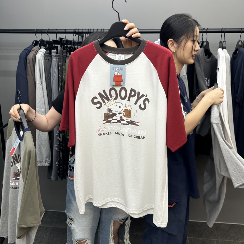 CREDITO東大門㊣代購女士新款25秋夏推薦休閑時尚T恤史努比But ton/BOUTIQUE SEOULT恤圖色1