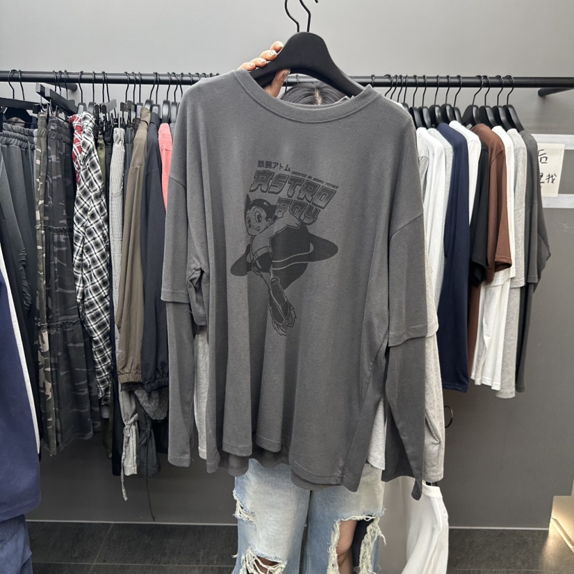 CREDITO韓國代購㊣女士新品職業真品休閑推薦熱賣人氣長袖T恤But ton/BOUTIQUE SEOUL長袖T恤圖色2