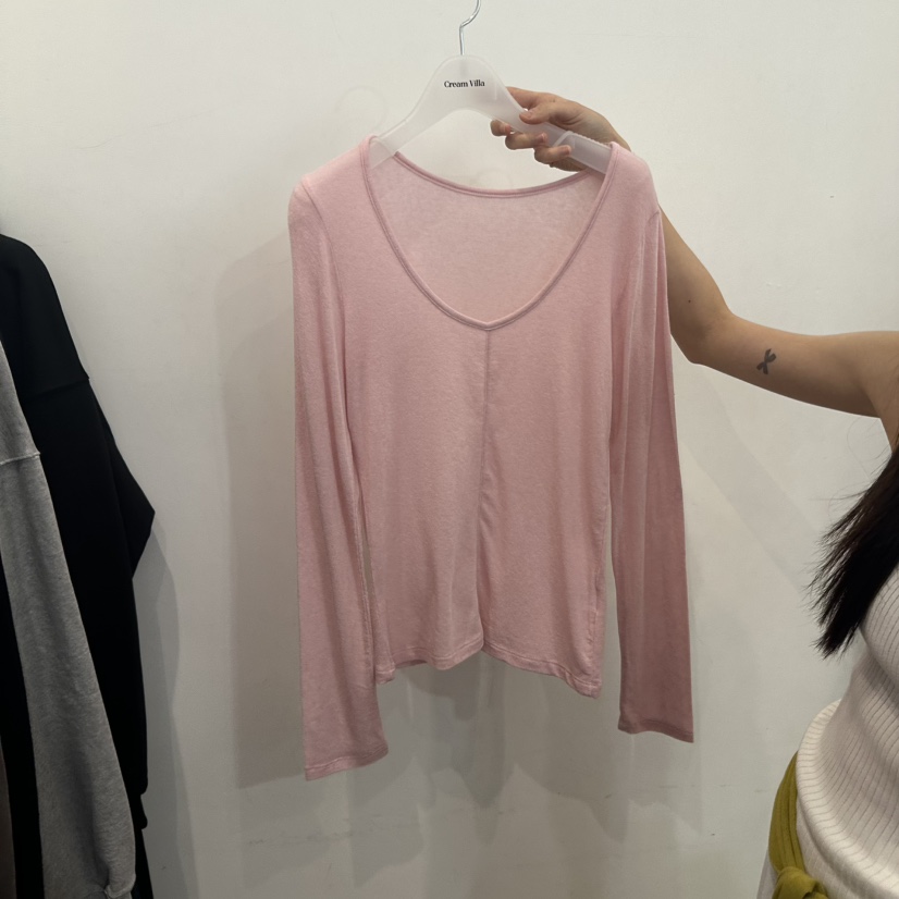 CREAM VILLA韓國直郵㊣女裝新品職業長袖T恤CREAMVILLA長袖T恤圖色2