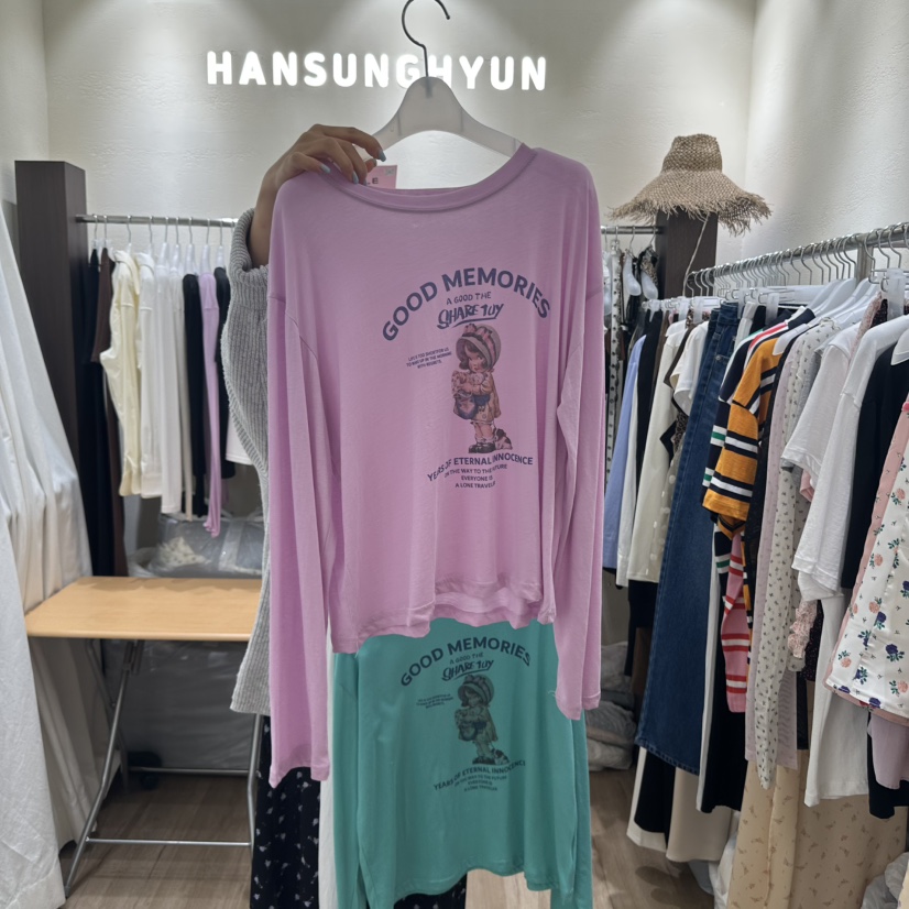HANSUNGHYUN韓國代購㊣女士新品休閑推薦25秋夏人氣長袖T恤HANSUNGHYUN長袖T恤圖色3