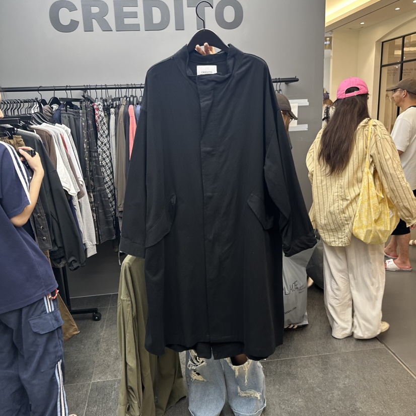 CREDITO東大門㊣代購女士新款人氣休閑時尚熱賣真品長款風衣But ton/BOUTIQUE SEOUL長款風衣圖色2