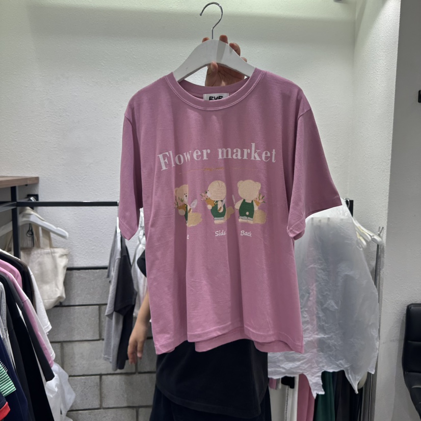 EVE韓國代購㊣女裝新款推薦休閑25秋夏人氣職業熱賣真品T恤EVET恤圖色2