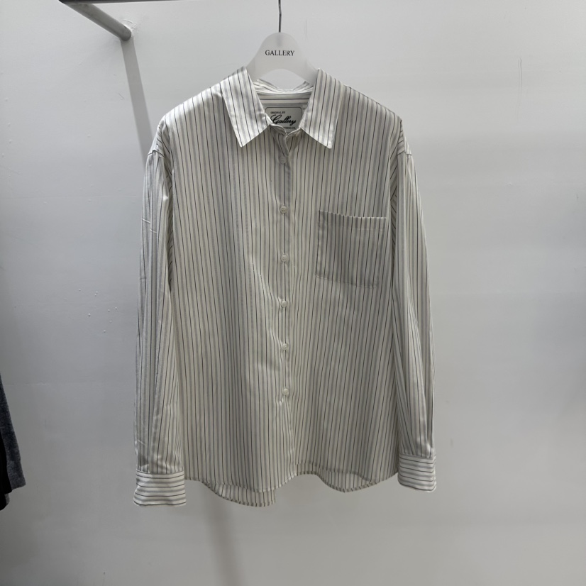 GALLERY-P韓國代購㊣女士新品25秋夏推薦人氣襯衫蕾絲衫條紋GALLERY襯衫/蕾絲衫圖色2