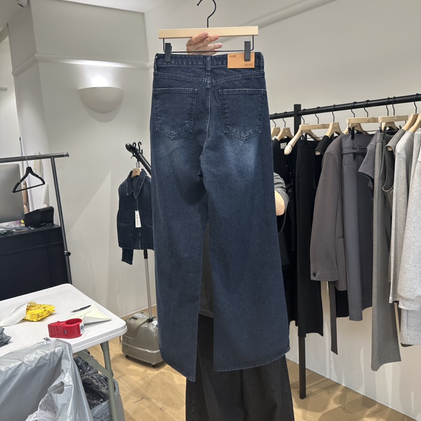 aube nunt東大門㊣直郵女士新款25秋夏時尚推薦牛仔褲條紋aube nunt牛仔褲