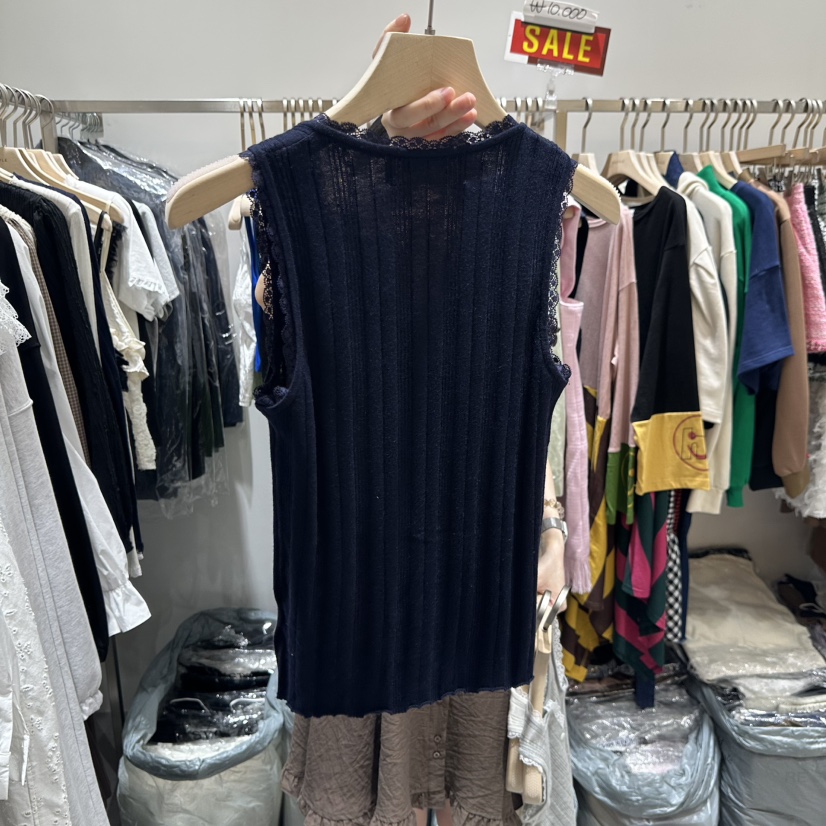RE STYLE-Q東大門㊣代購女士新品推薦休閑時尚吊帶背心蕾絲RE STYLE吊帶/背心