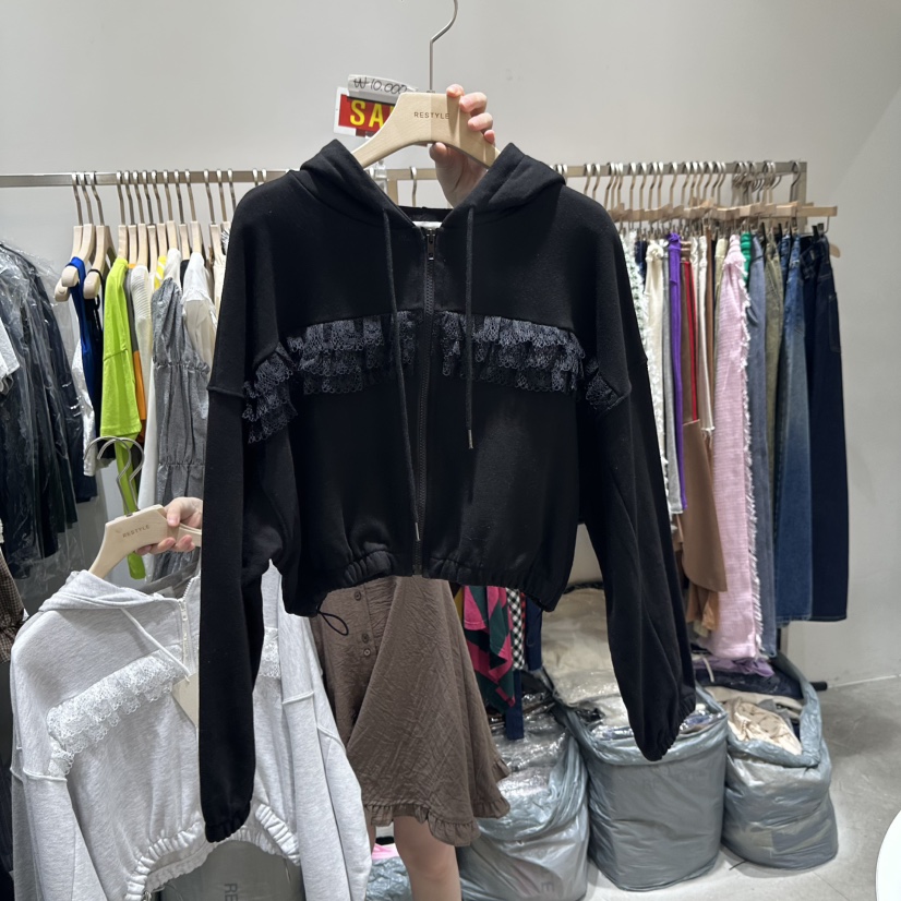 RE STYLE-Q韓國代購㊣女士新品25秋夏職業夾克連帽拉鏈衫RE STYLE夾克圖色2